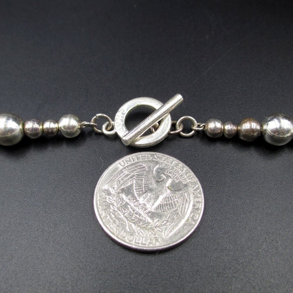 18 Inch Chaps Brand Silver Metal Beaded Necklace - Picture 5 of 7